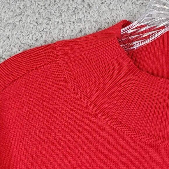 Chicos Sweater Women's 4 Size XXL Red Long Sleeve Mock Neck Button - Picture 4 of 8